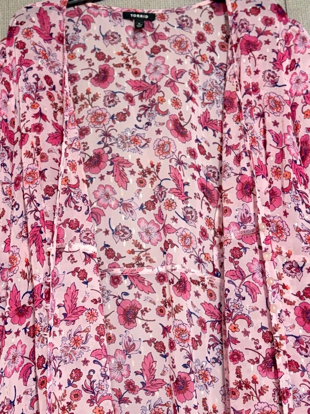Torrid Pink Floral V-Neck Maxi Dress - Picture 2 of 3